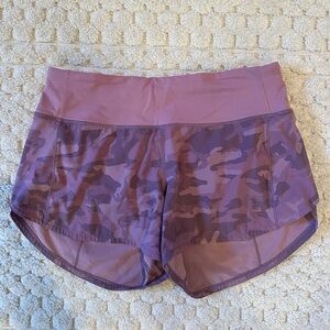 Pink Camo Lululemon Speed Up Mid-Rise Lined Short 4" Size 6